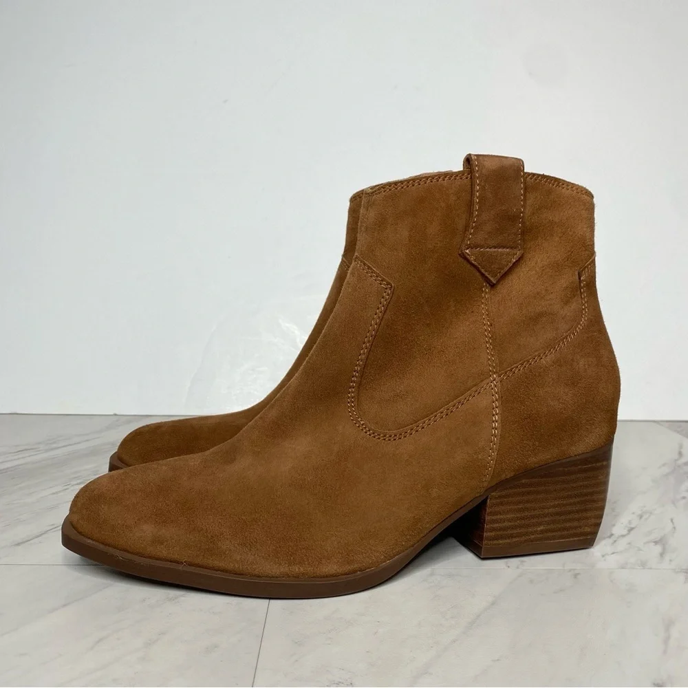 Seychelles Brown Suede Stacked Heel Bootie 6.5